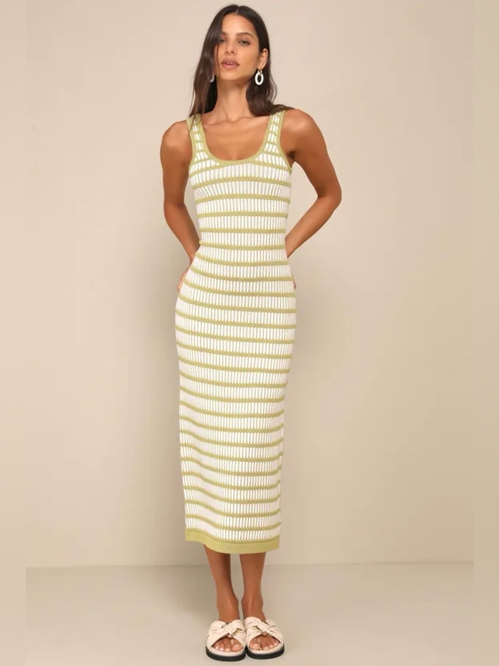 Green and white striped Lulu dress